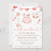 甘いハートが赤ちゃんシャワーの途中にある 招待状 (正面)