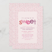 甘いハートと散策ピンクの誕生日パーティー 案内状 (正面/裏面)