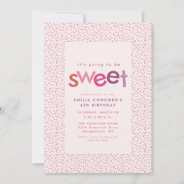 甘いハートと散策ピンクの誕生日パーティー 案内状