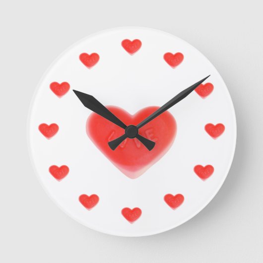 甘いハートのハートの時計周り ラウンド壁時計 (正面)