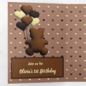 「甘いハートの成長」誕生日の招待状 三つ折り招待状 (内部最初)