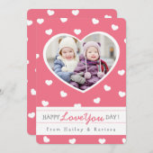 甘いハートバレンタインの写真カード/ピンク シーズンカード (正面/裏面)