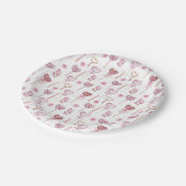 甘いハートパターン ペーパープレート (アングル)