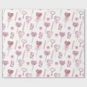 甘いハートパターン ラッピングペーパー (フラット)