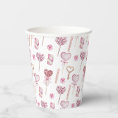 甘いハートパターン 紙コップ (正面)
