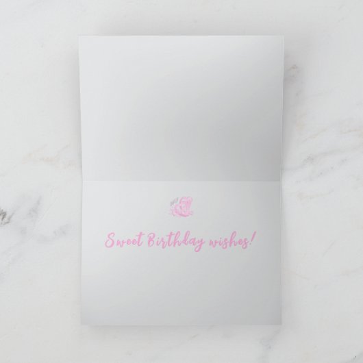 甘いハートピンクの誕生日の祈り愛して カード (内部)