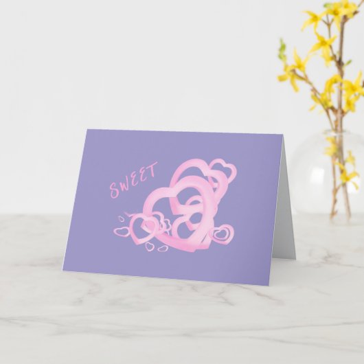 甘いハートピンクの誕生日の祈り愛して カード (黄色い花)