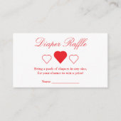 甘いハートベビーシャワーおむつラッフル エンクロージャーカード (正面)