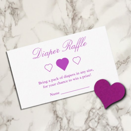 甘いハートベビーシャワーおむつラッフル エンクロージャーカード