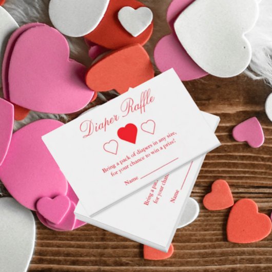甘いハートベビーシャワーおむつラッフル エンクロージャーカード