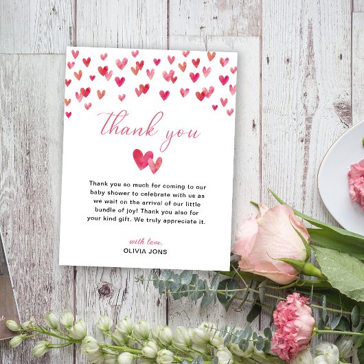 甘いハートベビーシャワー サンキューカード
