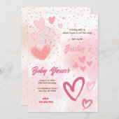 甘いハートベビーシャワー 招待状 (正面/裏面)