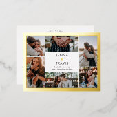 甘いハートホイルコラージュ日付はがきを保存 箔招待状ポストカード (正面/裏面)