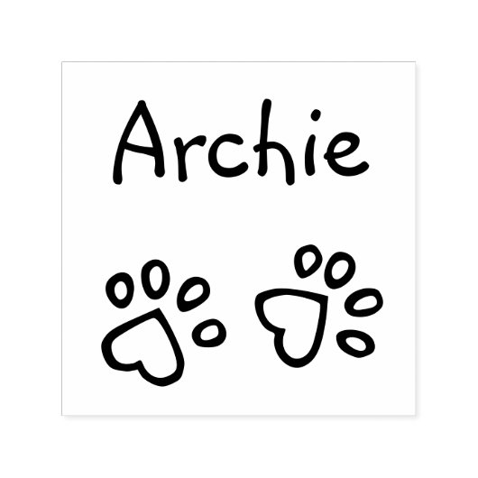 甘いハートポープリントと名前ペットの署名 セルフインキングスタンプ (デザイン)