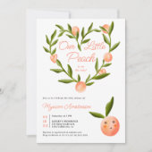 甘いハートモダンかわいい小さな桃の赤ちゃんシャワー 招待状 (正面)