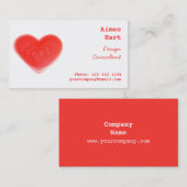 甘いハート名刺の側面が赤い背中 名刺 (正面/裏面)