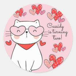 甘いハート子猫、あなたは私の誕生日 ラウンドシール