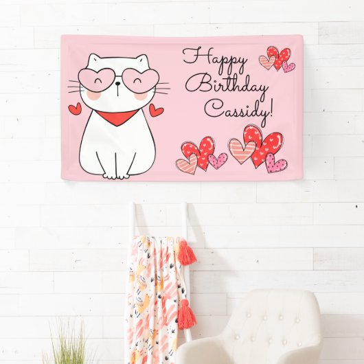 甘いハート子猫、あなたは私の誕生日 横断幕 (インサイチュ)