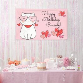 甘いハート子猫、あなたは私の誕生日 横断幕