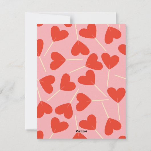 甘いハート棒つきキャンデーバレンタインデーの写真カード シーズンカード (裏面)