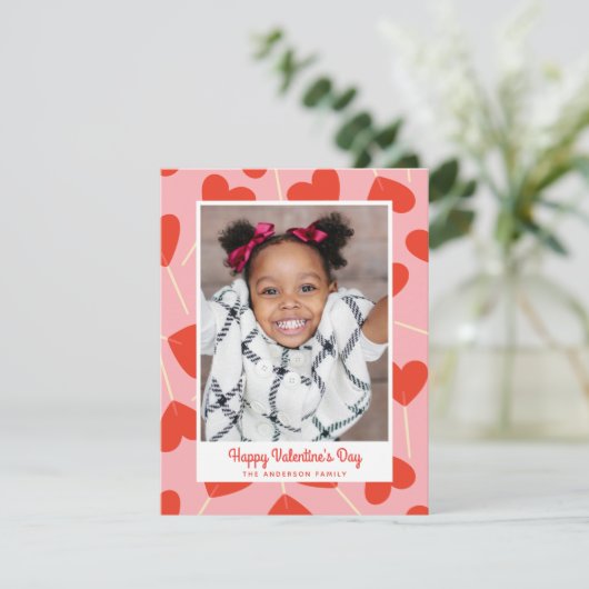 甘いハート棒つきキャンデーバレンタインデーの写真カード シーズンカード (スタンド正面)