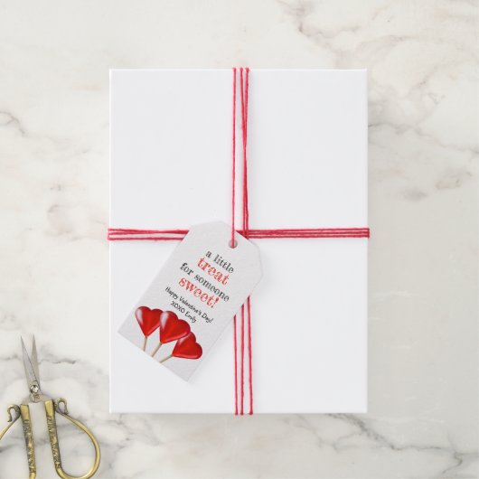 甘いハート棒つきキャンデー ギフトタグ (より糸付き)