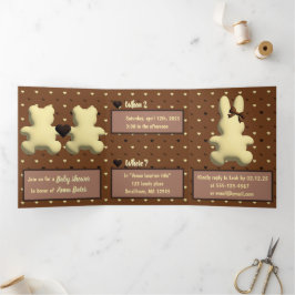 「甘いハート着陸」赤ちゃんシャワー招待 三つ折り招待状