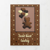 「甘いハート着陸」赤ちゃんシャワー招待 三つ折り招待状 (カバー)