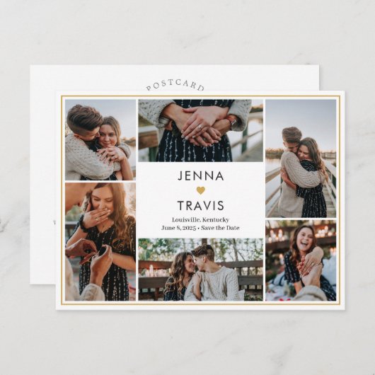 甘いハート編集可能な色日付はがきを保存 ポストカード (正面/裏面)