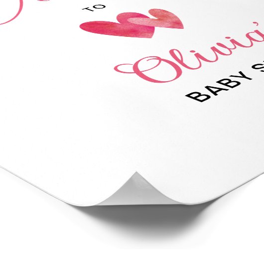 甘いハート赤ちゃんシャワー歓迎の看板ポスター ポスター (角)