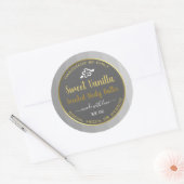 甘いバニラ製品の包装ラベル金ゴールドグレー ラウンドシール (封筒)