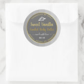 甘いバニラ製品の包装ラベル金ゴールドグレー ラウンドシール (バッグ)