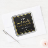 甘いバニラ製品包装ラベル金ゴールドブラック スクエアシール (封筒)