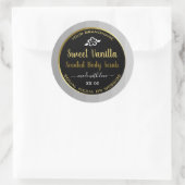 甘いバニラ製品包装ラベル金ゴールドブラック ラウンドシール (バッグ)