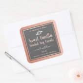 甘いバニラ香り大豆キャンドルのラベルピンク灰色 スクエアシール (封筒)