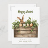甘いバニーの水の色の植物の卵イースター シーズンポストカード (正面/裏面)
