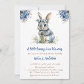 甘いバニーの水の色の花の赤ちゃんシャワー 招待状 (正面)