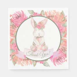 甘いバニーの水の色の花ベビーシャワー スタンダードランチョンナプキン
