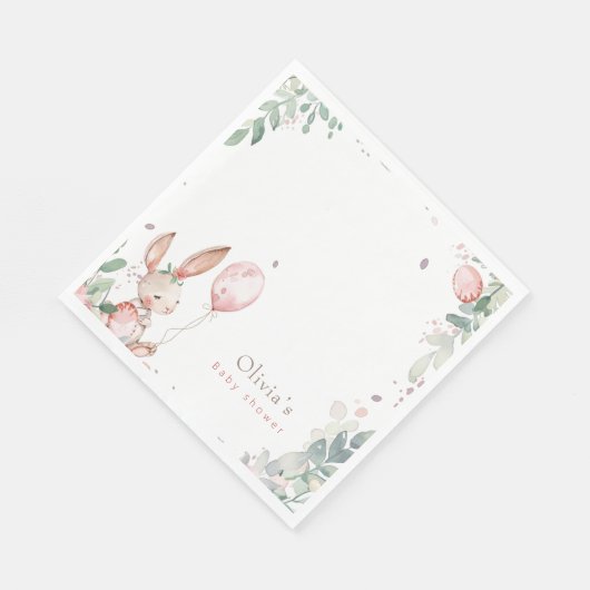 甘いバニーの赤ちゃんシャワー スタンダードランチョンナプキン (角)