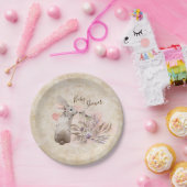 甘いバニーウサギと花の女の子の赤ちゃんシャワー ペーパープレート (パーティー)