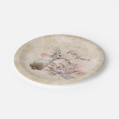 甘いバニーウサギと花の女の子の赤ちゃんシャワー ペーパープレート (アングル)