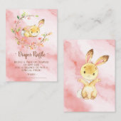 甘いバニー女の子のベビーシャワーのおむつのラッフルのチケット エンクロージャーカード (正面/裏面)