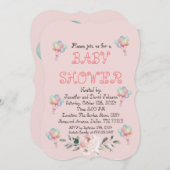 甘いバラバルーンベビーシャワー 招待状 (正面/裏面)