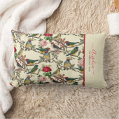 甘いバラヴィンテージ鳥類とバラパターン ランバークッション (ブランケット)