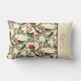 甘いバラヴィンテージ鳥類とバラパターン ランバークッション