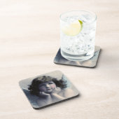 甘いバラ色の生意気なヴィンテージ天使が雲に コースター (右側)