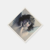 甘いバラ色の生意気なヴィンテージ天使が雲に スタンダードカクテルナプキン (角)