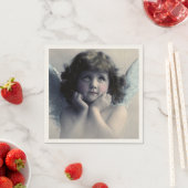 甘いバラ色の生意気なヴィンテージ天使が雲に スタンダードカクテルナプキン (インサイチュ)