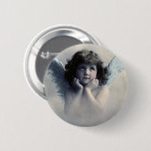 甘いバラ色の生意気なヴィンテージ天使が雲の中で 缶バッジ (正面&裏面)