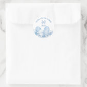 甘いパステルブルーバルーンありがとうステッカー ラウンドシール (バッグ)